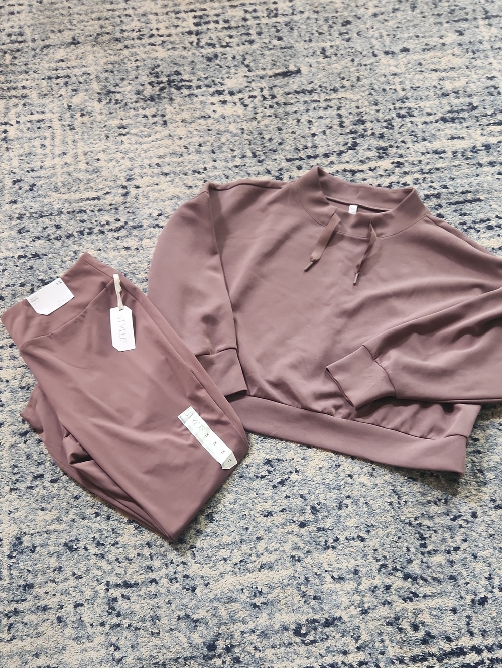 STYLUS Dusty Mauve Lounge Top/Legging Set SZ 1X